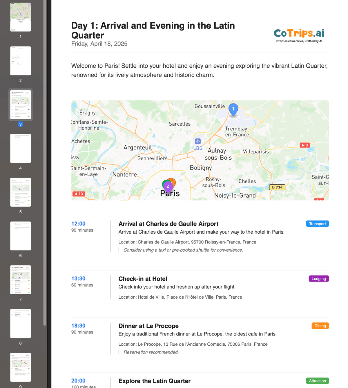 Exportable Travel Guide Feature